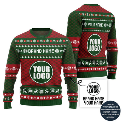 Custom Your Logo With Brand Name Ugly Christmas Sweater