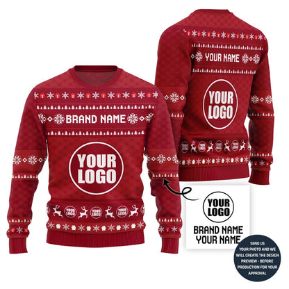 Custom Your Logo With Brand Name Ugly Christmas Sweater