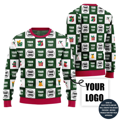 Custom Your Logo With Text Ugly Xmas Sweater
