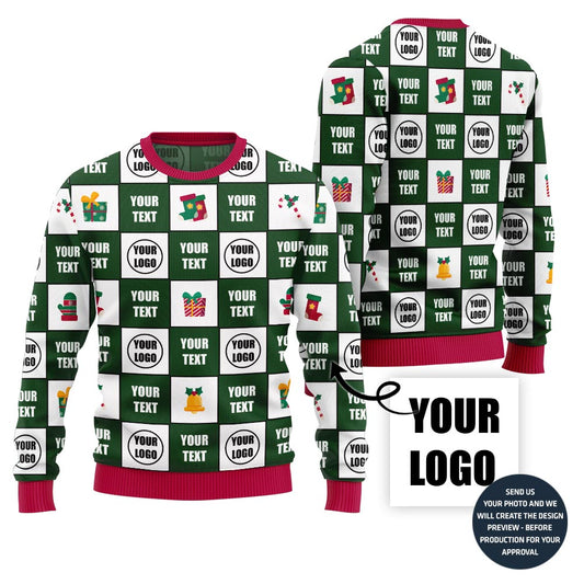 Custom Your Logo With Text Ugly Xmas Sweater