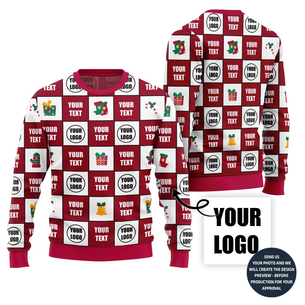 Custom Your Logo With Text Ugly Xmas Sweater