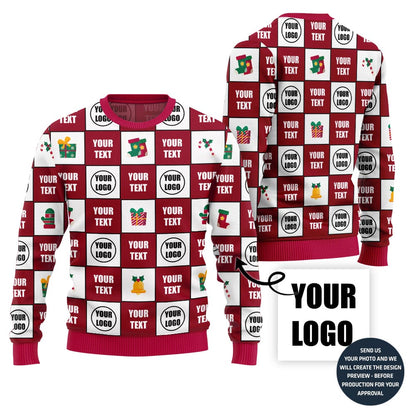 Custom Your Logo With Text Ugly Xmas Sweater