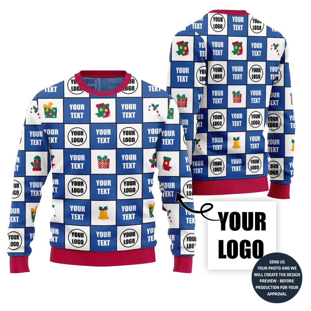 Custom Your Logo With Text Ugly Xmas Sweater