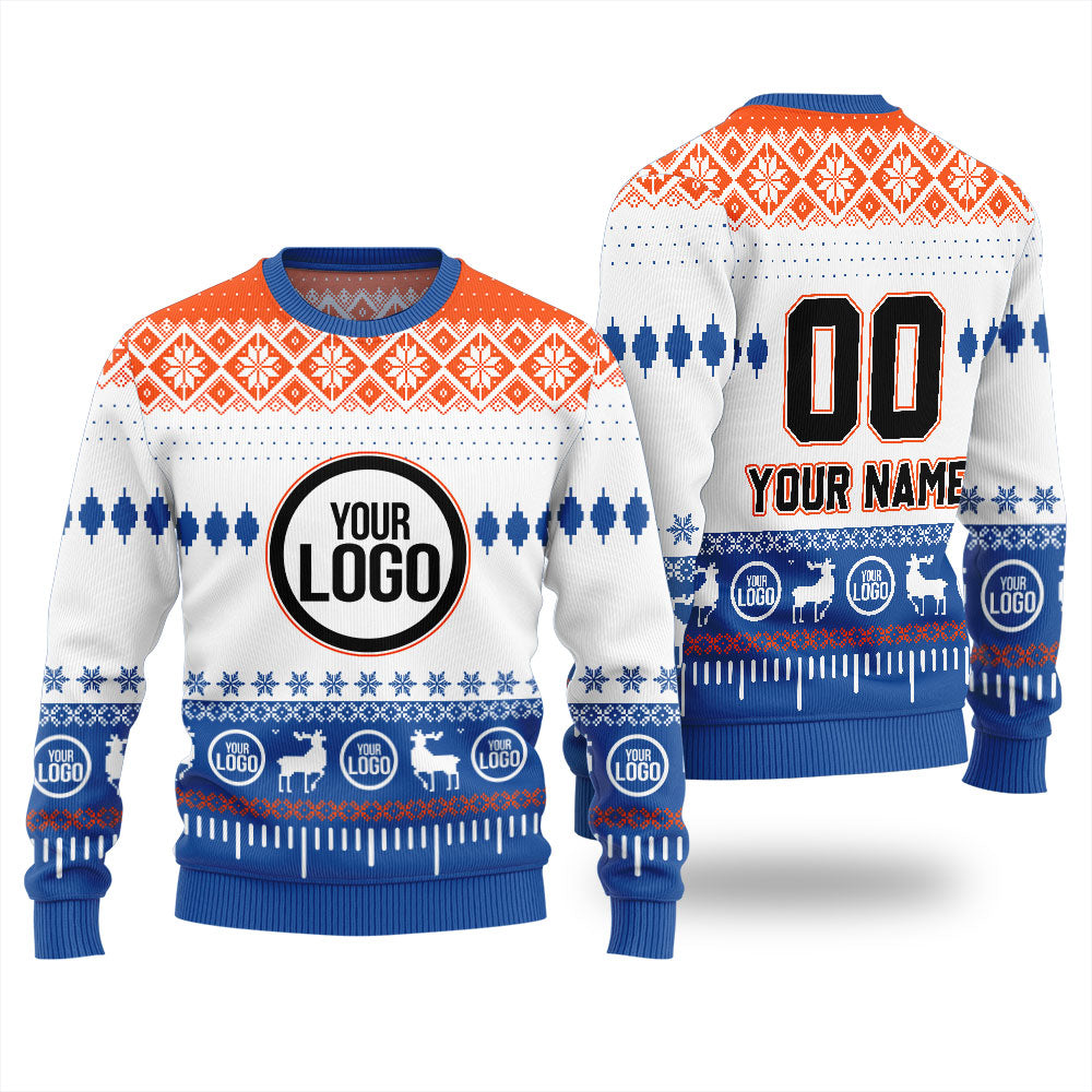 Custom Your Name And Your Logo Christmas Ugly Sweater
