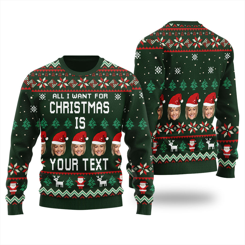 Custom Your Photo Ugly Christmas Sweater Women's