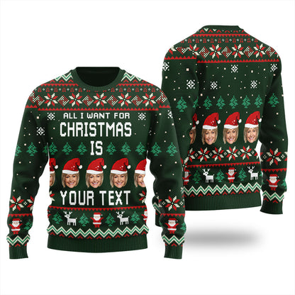 Custom Your Photo Ugly Christmas Sweater Women's