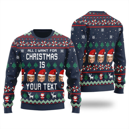 Custom Your Photo Ugly Christmas Sweater Women's