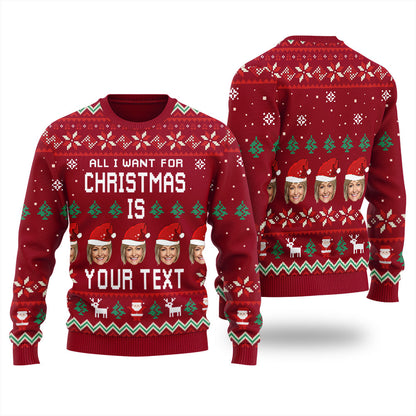 Custom Your Photo Ugly Christmas Sweater Women's