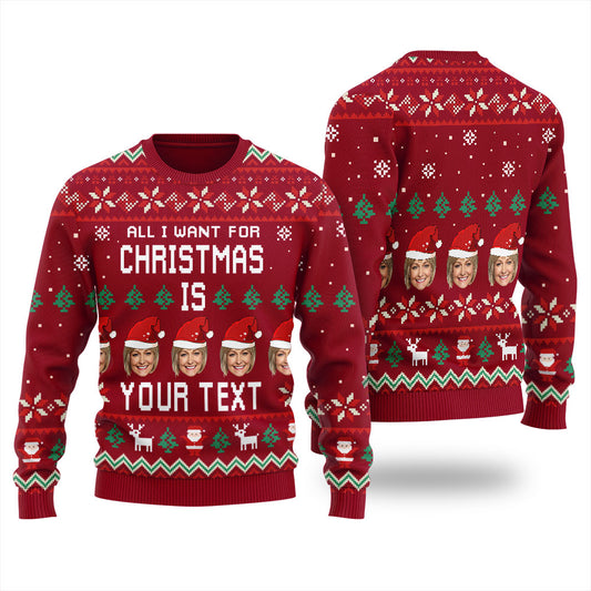 Custom Your Photo Ugly Christmas Sweater Women's
