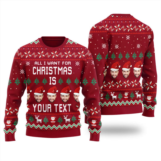 Custom Your Picture Ugly Christmas Sweater Women's