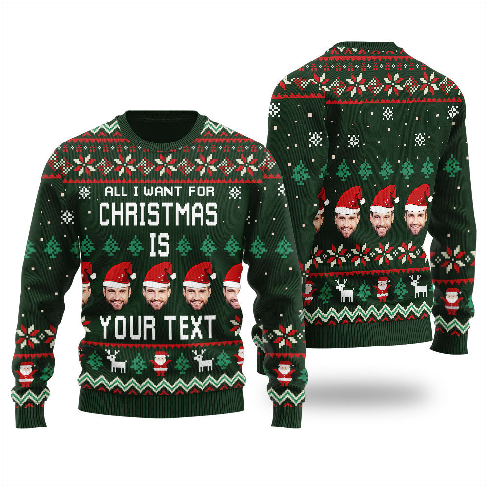 Custom Your Picture Ugly Christmas Sweater Women's