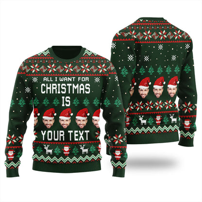Custom Your Picture Ugly Christmas Sweater Women's