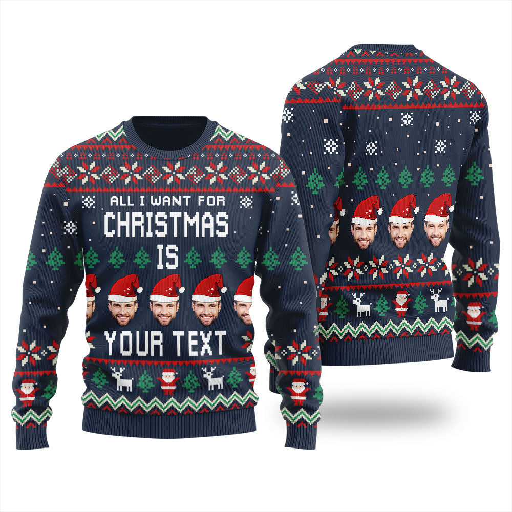 Custom Your Picture Ugly Christmas Sweater Women's