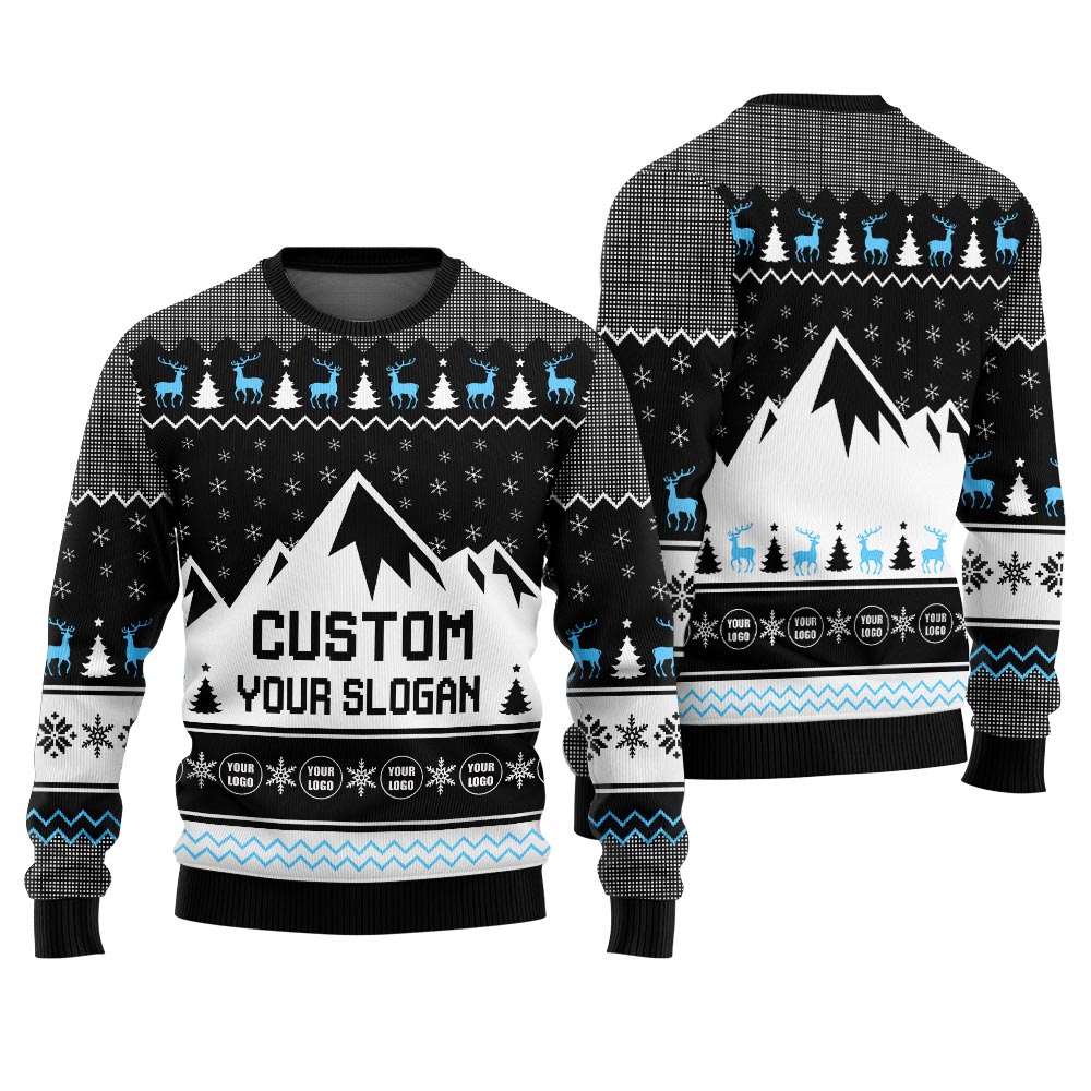 Custom Your Slogan Mountain Christmas Ugly Sweater
