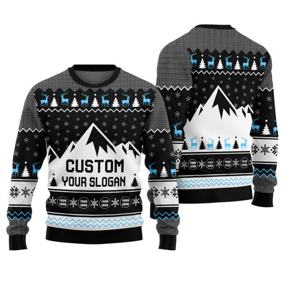 Custom Your Slogan Mountain Christmas Ugly Sweater