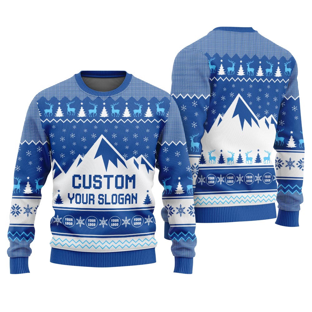 Custom Your Slogan Mountain Christmas Ugly Sweater