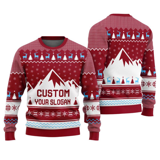 Custom Your Slogan Mountain Christmas Ugly Sweater