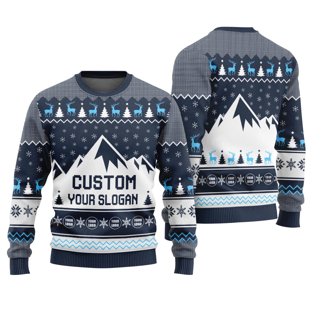 Custom Your Slogan Mountain Christmas Ugly Sweater