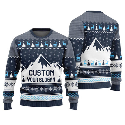 Custom Your Slogan Mountain Christmas Ugly Sweater