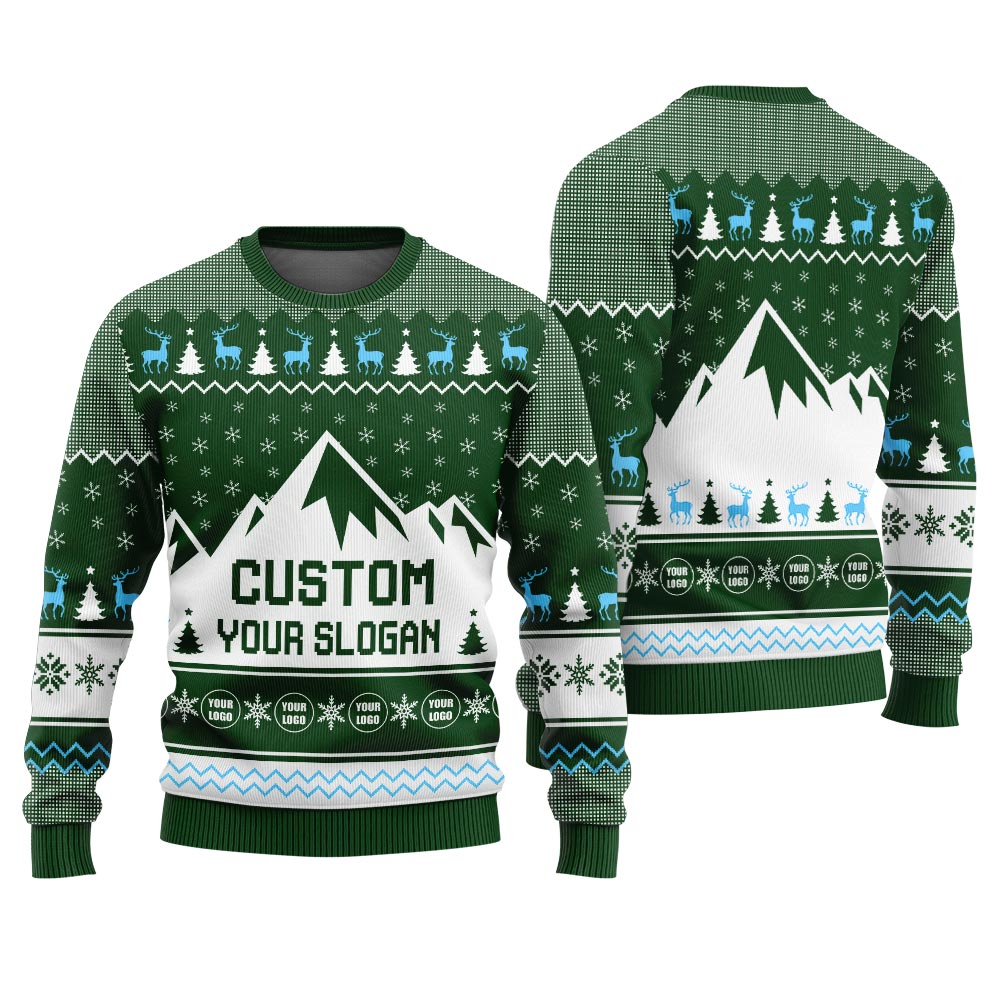 Custom Your Slogan Mountain Christmas Ugly Sweater