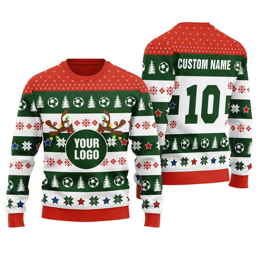 Custom Your Team Soccer Ugly Christmas Sweater For Men