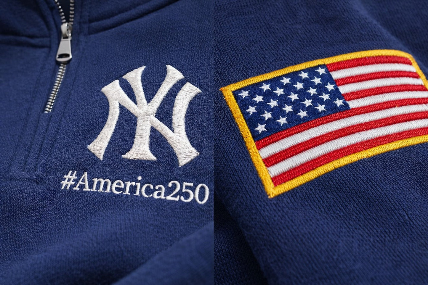 Football Logo America 250 Anniversary Embroidered Logo Premium Quarter Zip Sweatshirt, Inspired Quarter Zip Sweater