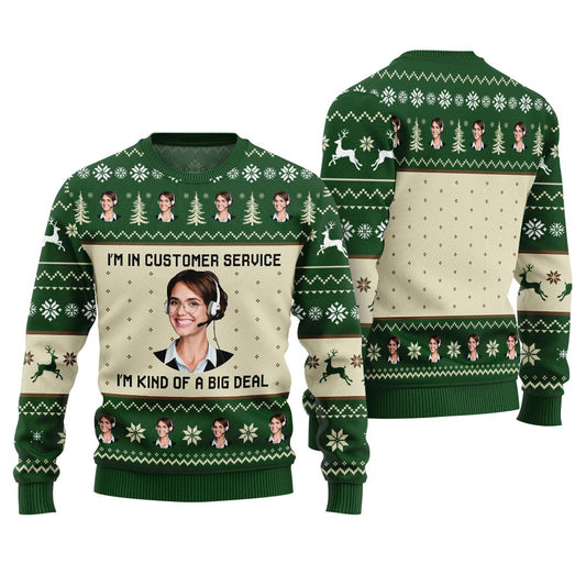 Customer Service Custom Face Ugly Christmas Sweater