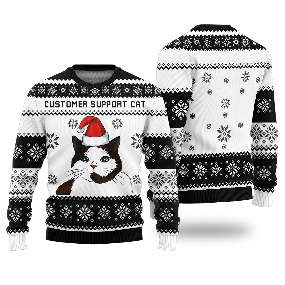 Customer Support Cat Christmas Sweater