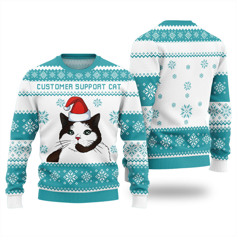 Customer Support Cat Christmas Sweater