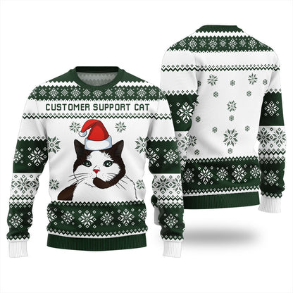Customer Support Cat Christmas Sweater
