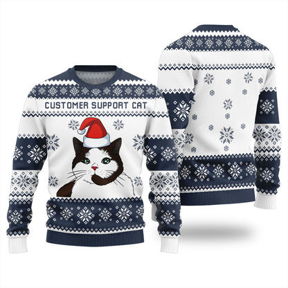 Customer Support Cat Christmas Sweater