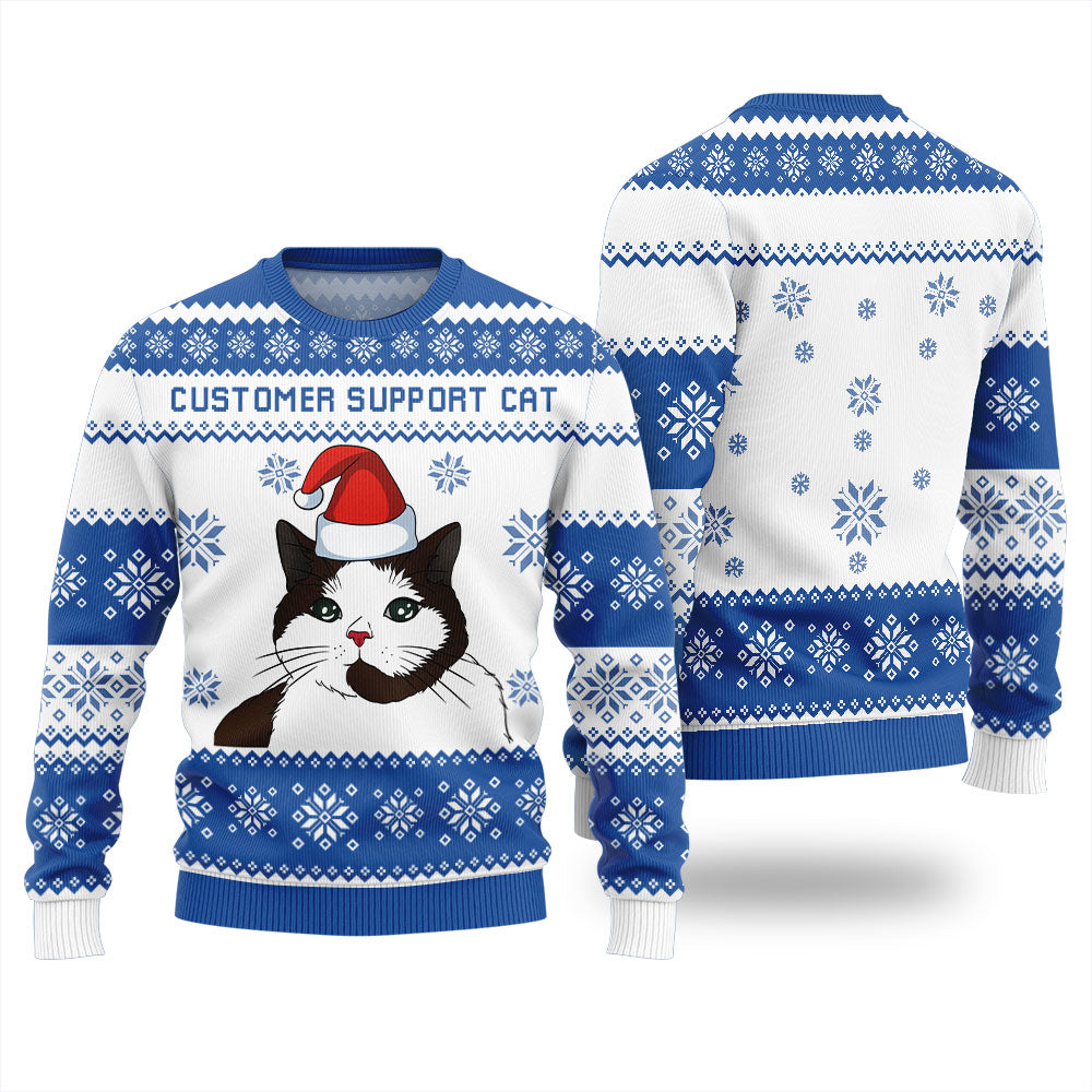Customer Support Cat Christmas Sweater
