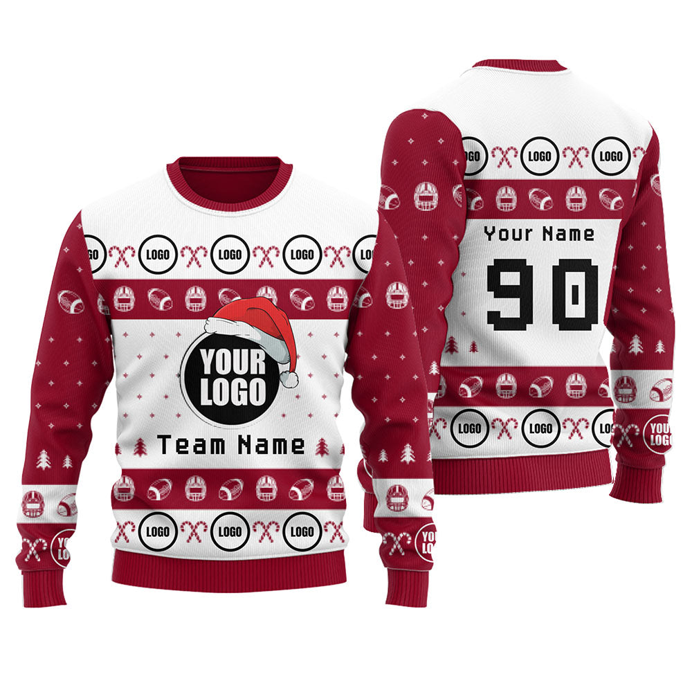 Customize Football Logo or Face Team Ugly Christmas Sweater