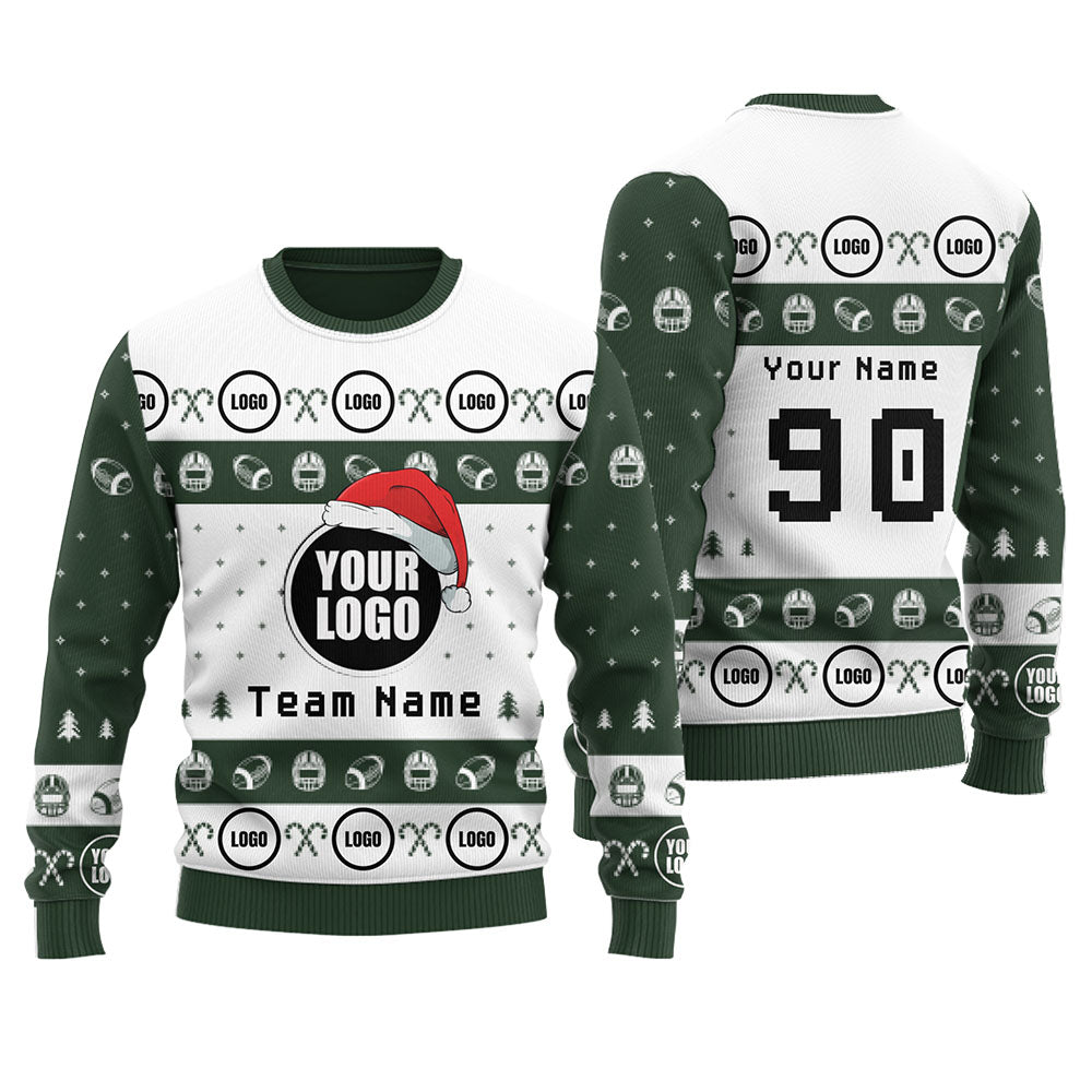 Customize Football Logo or Face Team Ugly Christmas Sweater
