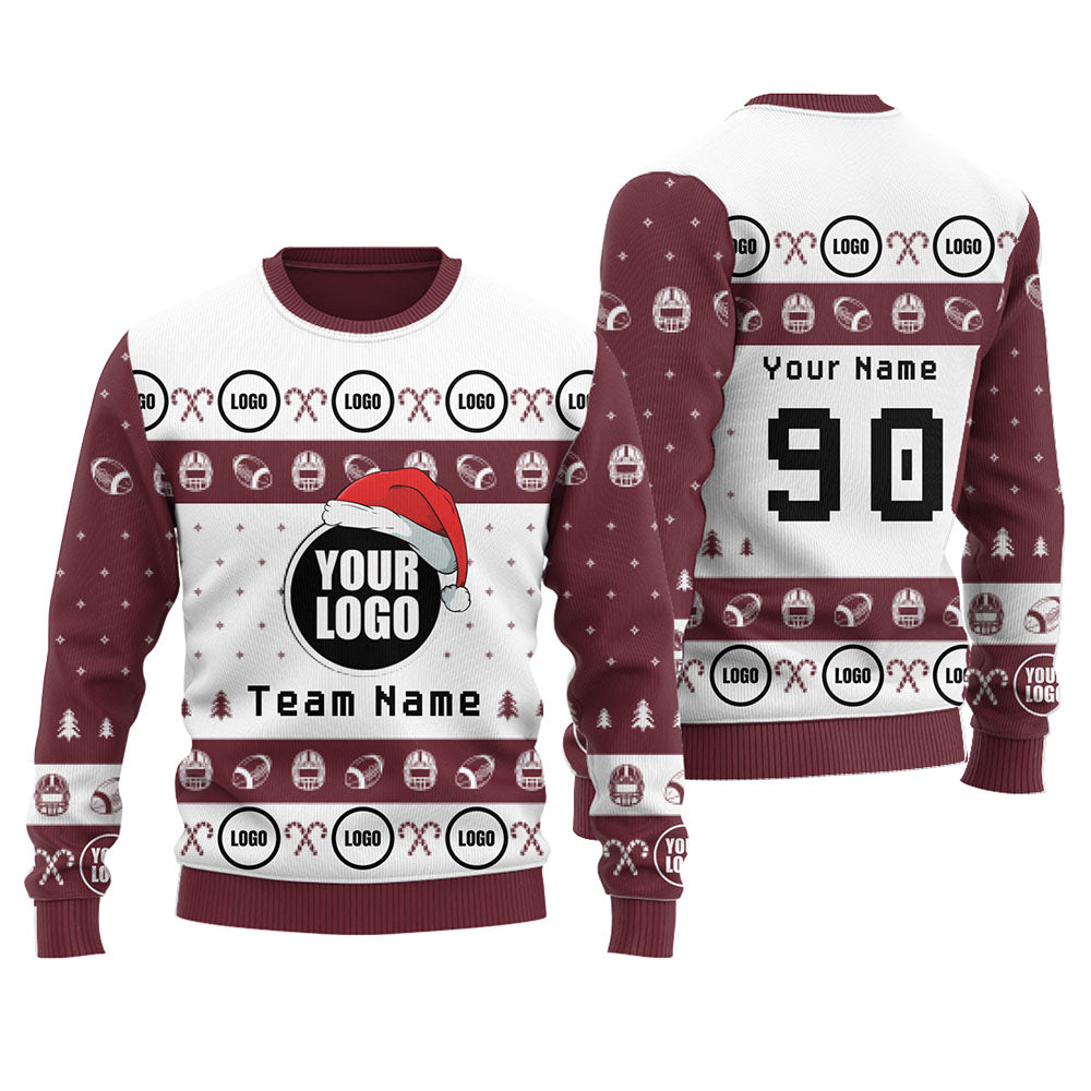 Customize Football Logo or Face Team Ugly Christmas Sweater