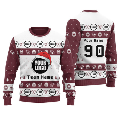 Customize Football Logo or Face Team Ugly Christmas Sweater