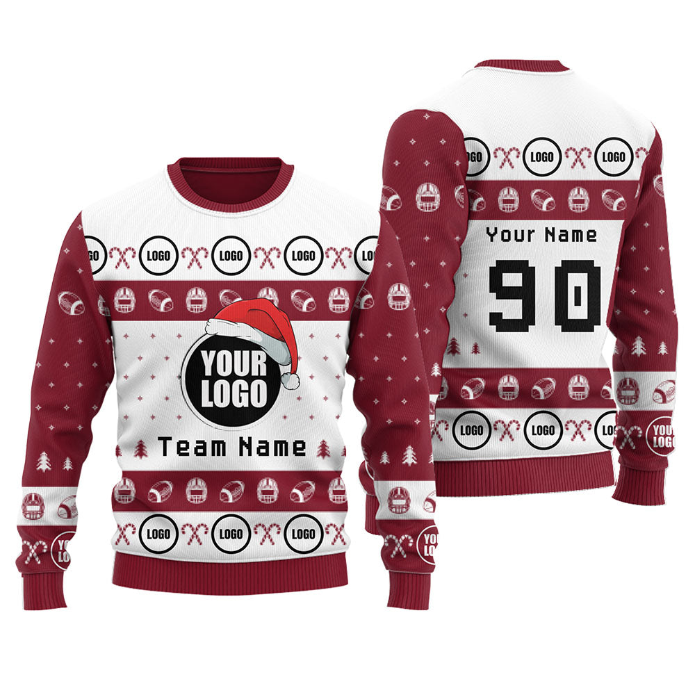 Customize Football Logo or Face Team Ugly Christmas Sweater