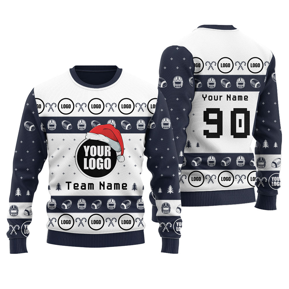 Customize Football Logo or Face Team Ugly Christmas Sweater