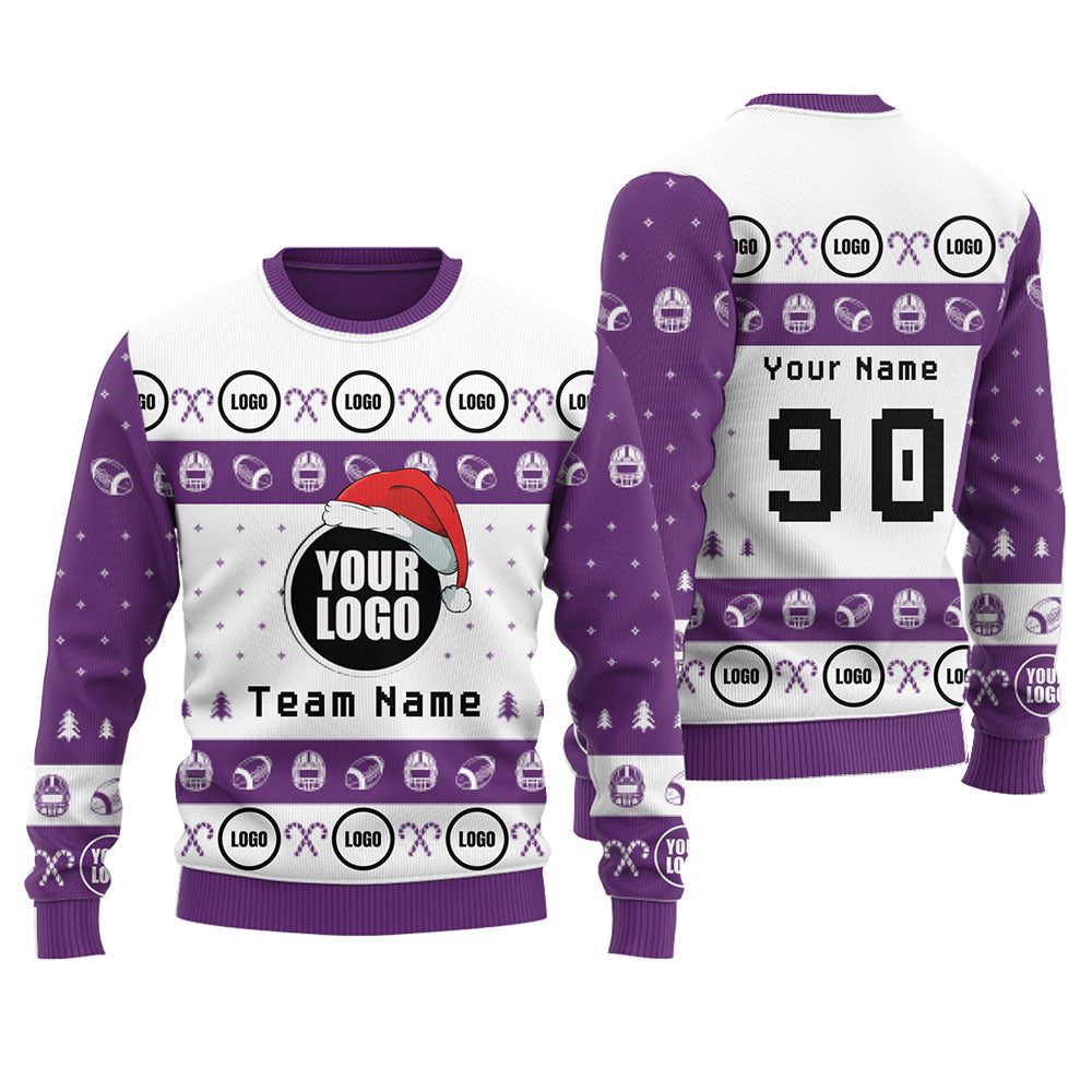 Customize Football Logo or Face Team Ugly Christmas Sweater