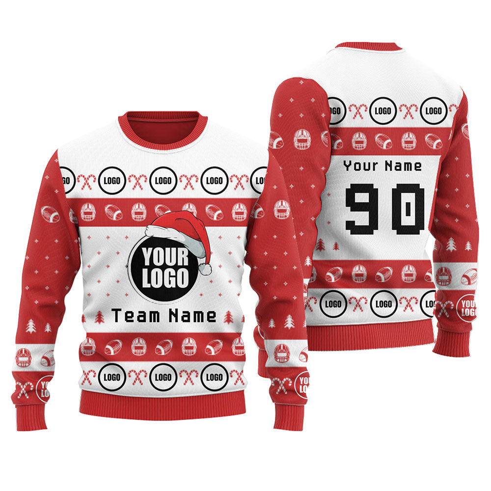 Customize Football Logo or Face Team Ugly Christmas Sweater