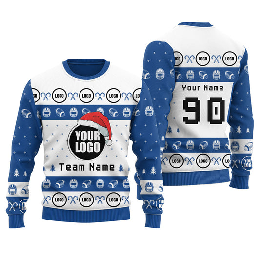 Customize Football Logo or Face Team Ugly Christmas Sweater