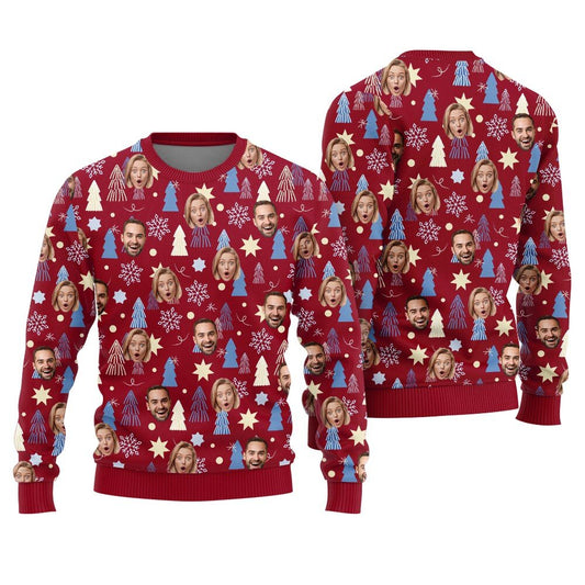 Customize Multiple Faces Ugly Christmas Sweater For Women