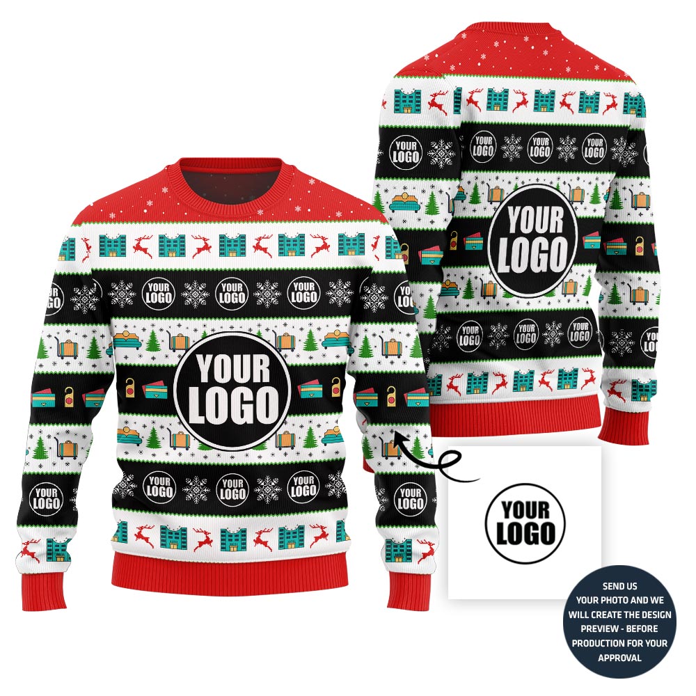 Customized Logo Ugly Xmas Sweater For Hotel Company