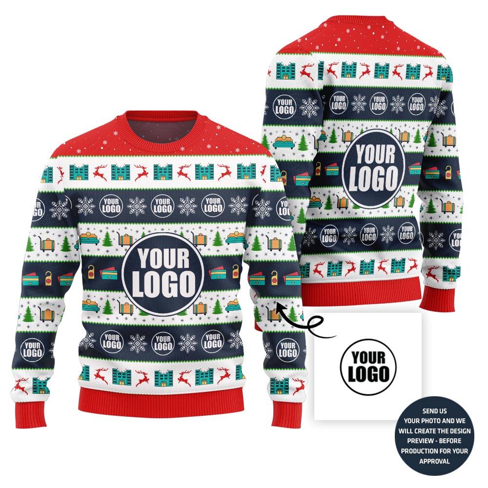Customized Logo Ugly Xmas Sweater For Hotel Company