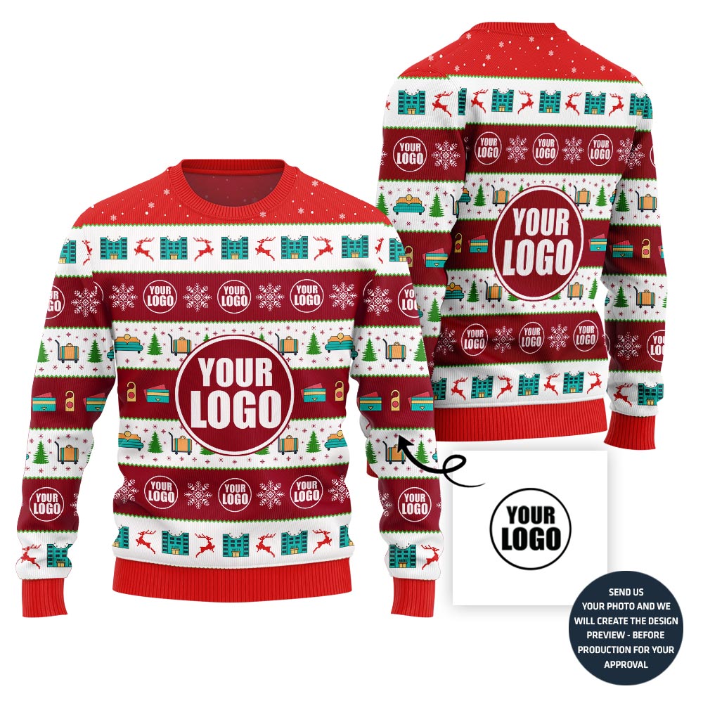 Customized Logo Ugly Xmas Sweater For Hotel Company