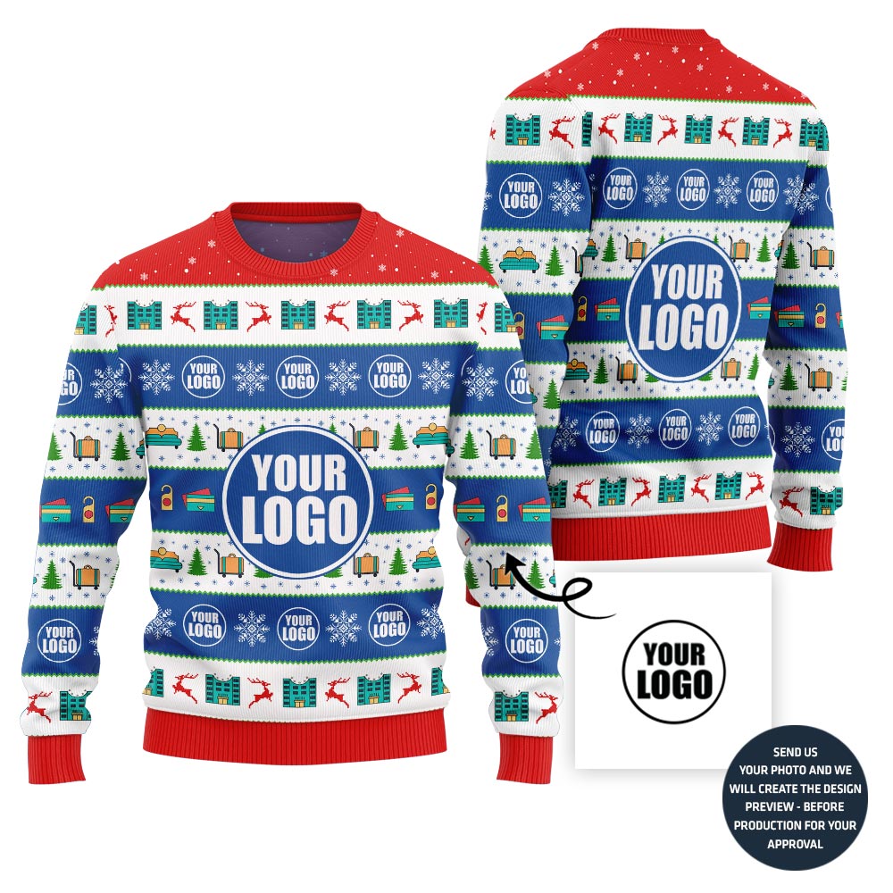 Customized Logo Ugly Xmas Sweater For Hotel Company