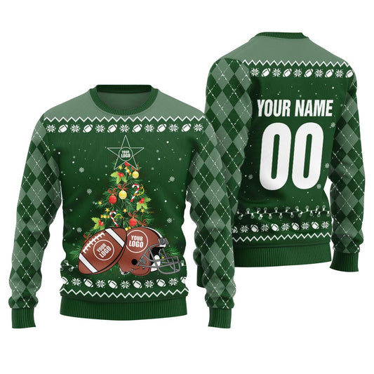 Customized Name Number Football Ugly Xmas Sweater For Men