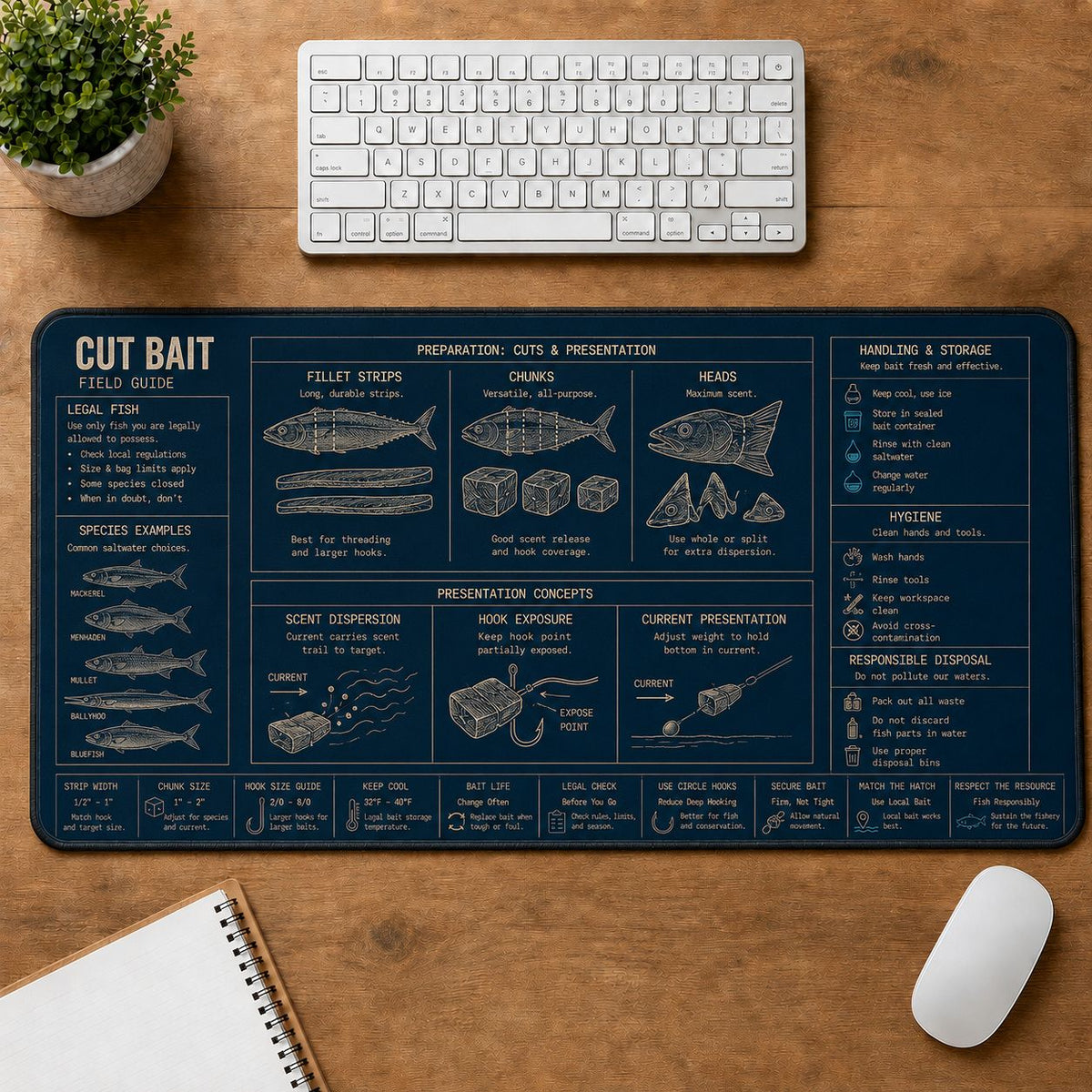 Cut Bait Fishing Field Guide Desk Mat | 5To9Vibe