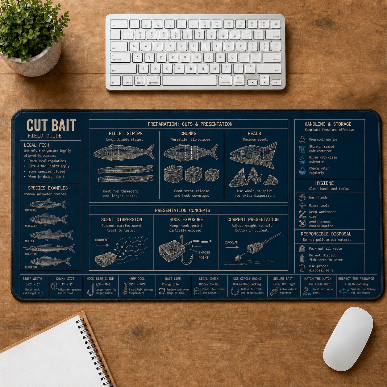Cut Bait Fishing Field Guide Desk Mat | 5To9Vibe