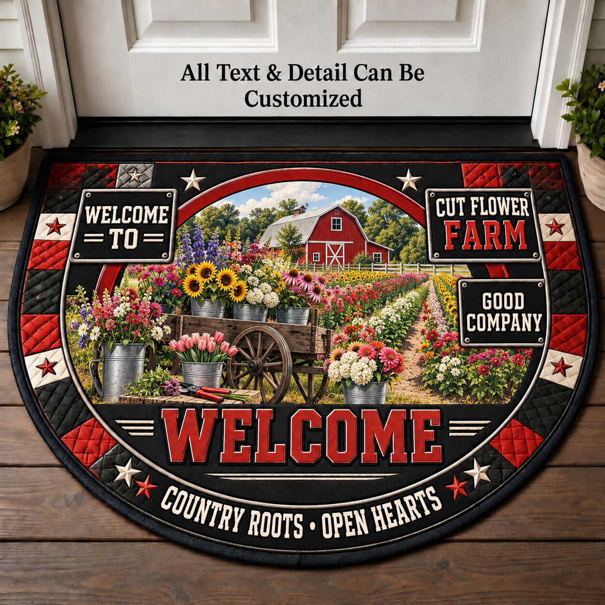 Cut Flower Farm Personalized Half Round Mat | 5To9Vibe